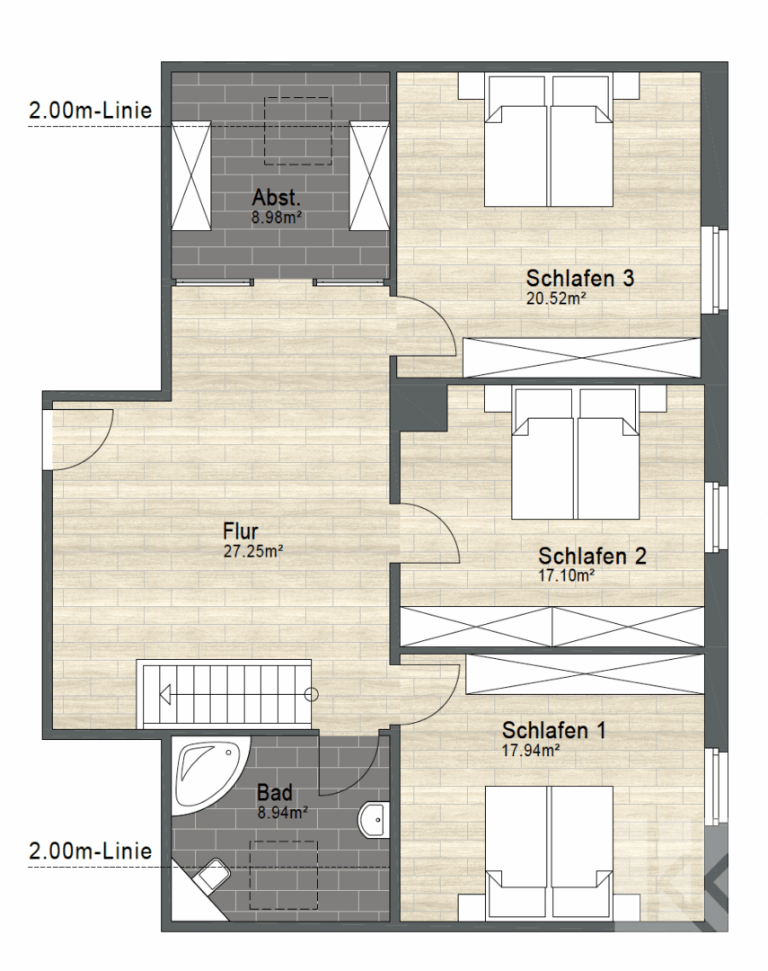 Grundriss WE hinten OG